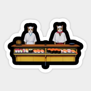 Vintage Japanese Art Sushi Lover Foodie Chef Cat Sticker